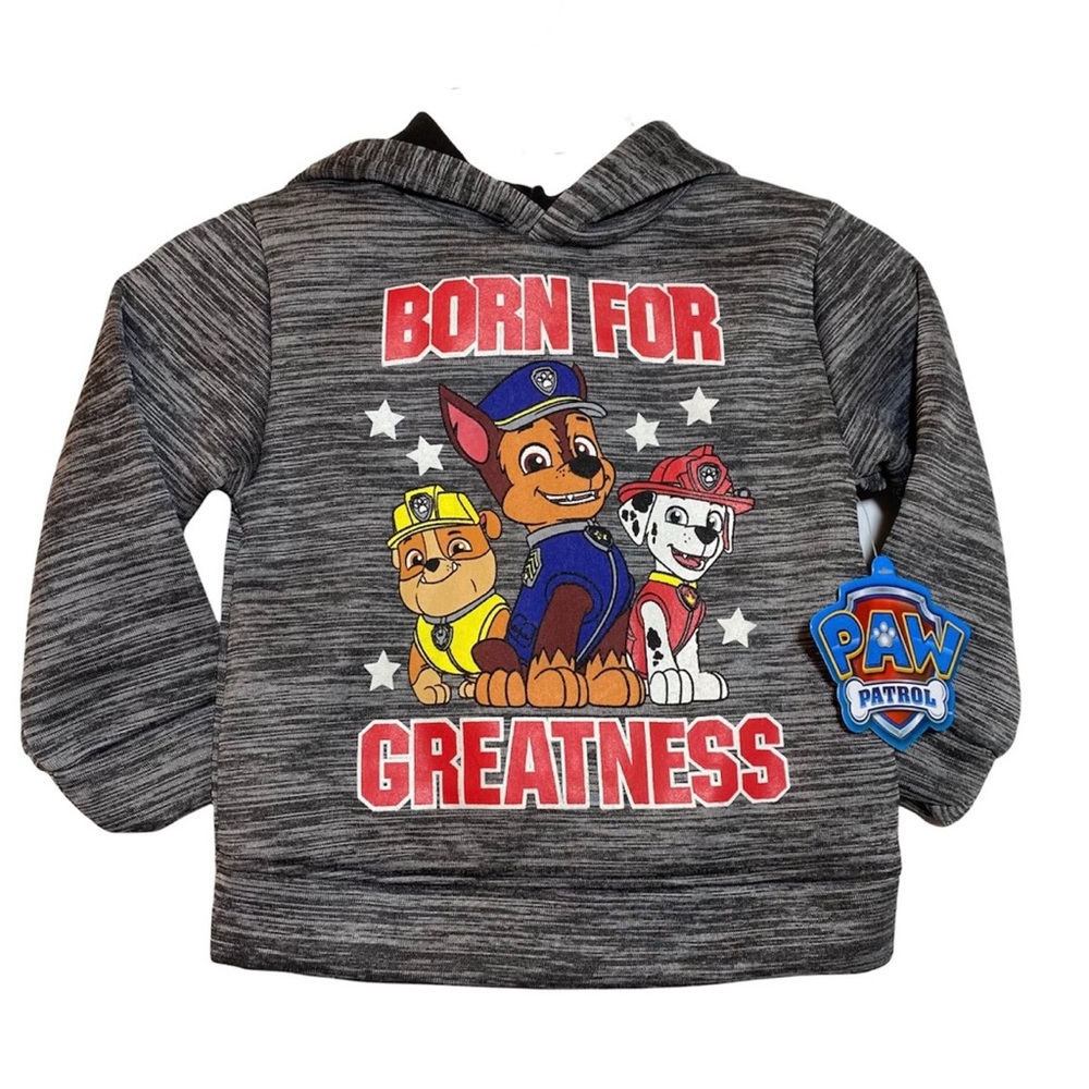 Paw Patrol “Born for Greatness” Pullover Hoodie Chase, Marshall & Rubble 2T NWT